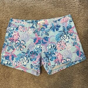 Lilly Pulitzer Blue and Pink Floral Women's Shorts